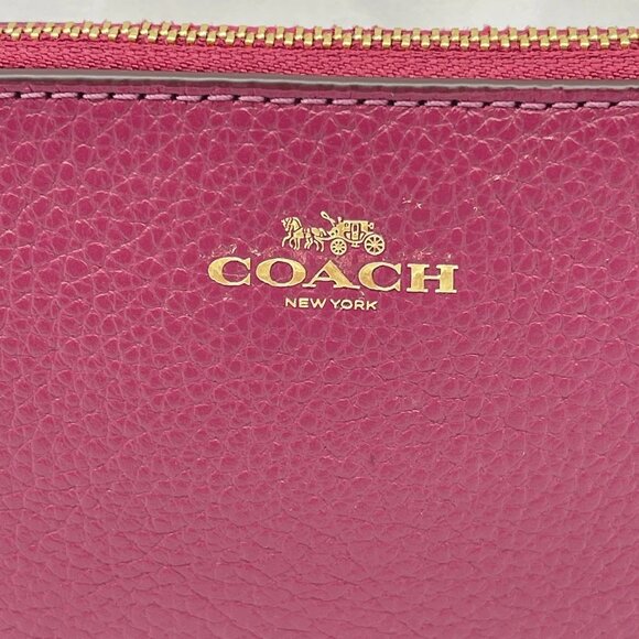 NEW COACH Women’s Corner Zip Wristlet CP483 Pebble Leather Pink – NWT - Picture 9 of 10
